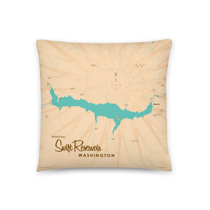 Swift Reservoir Washington Map Pillow