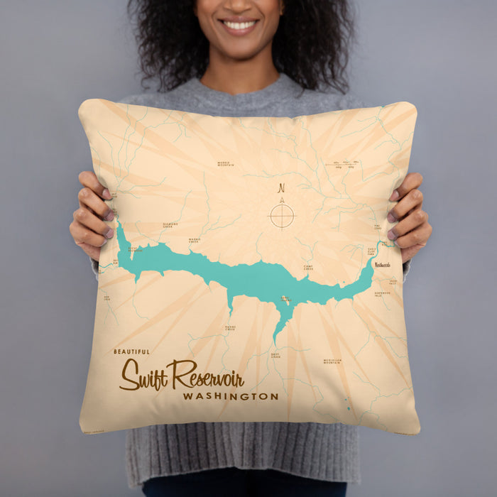 Swift Reservoir Washington Map Pillow