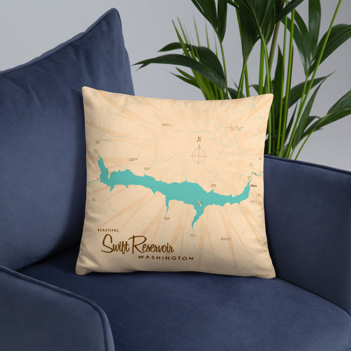 Swift Reservoir Washington Map Pillow