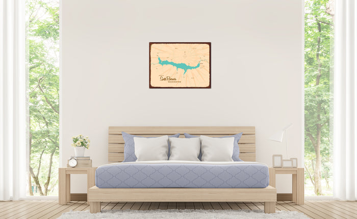 Swift Reservoir Washington, Rustic Metal Sign Map Art