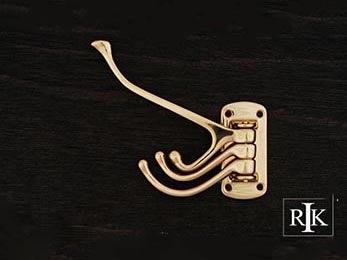 Triple Pronged Hook 3 1/8" (79mm) - Polished Brass - New York Hardware