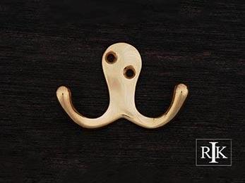 Two Pronged Flared Small Hook 2" (51mm) - Polished Brass - New York Hardware