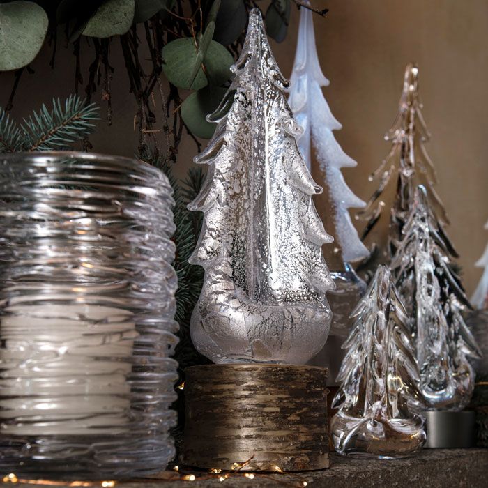 Simon Pearce Vermont Silver Leaf Evergreen Tree in Gift Box