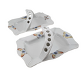 Two white ceramic butterfly-patterned dishes on a white background