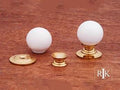 White Porcelain Brass Knob 1" (25mm) - Polished Brass - New York Hardware
