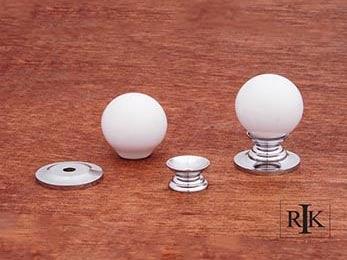 White Porcelain Chrome Knob 1" (25mm) - Chrome - New York Hardware