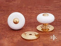 White Porcelain Knob with Brass Tip 1 1/4" (32mm) - Polished Brass - New York Hardware