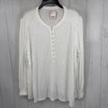 XL smocked detail 1/2 button down l/s top